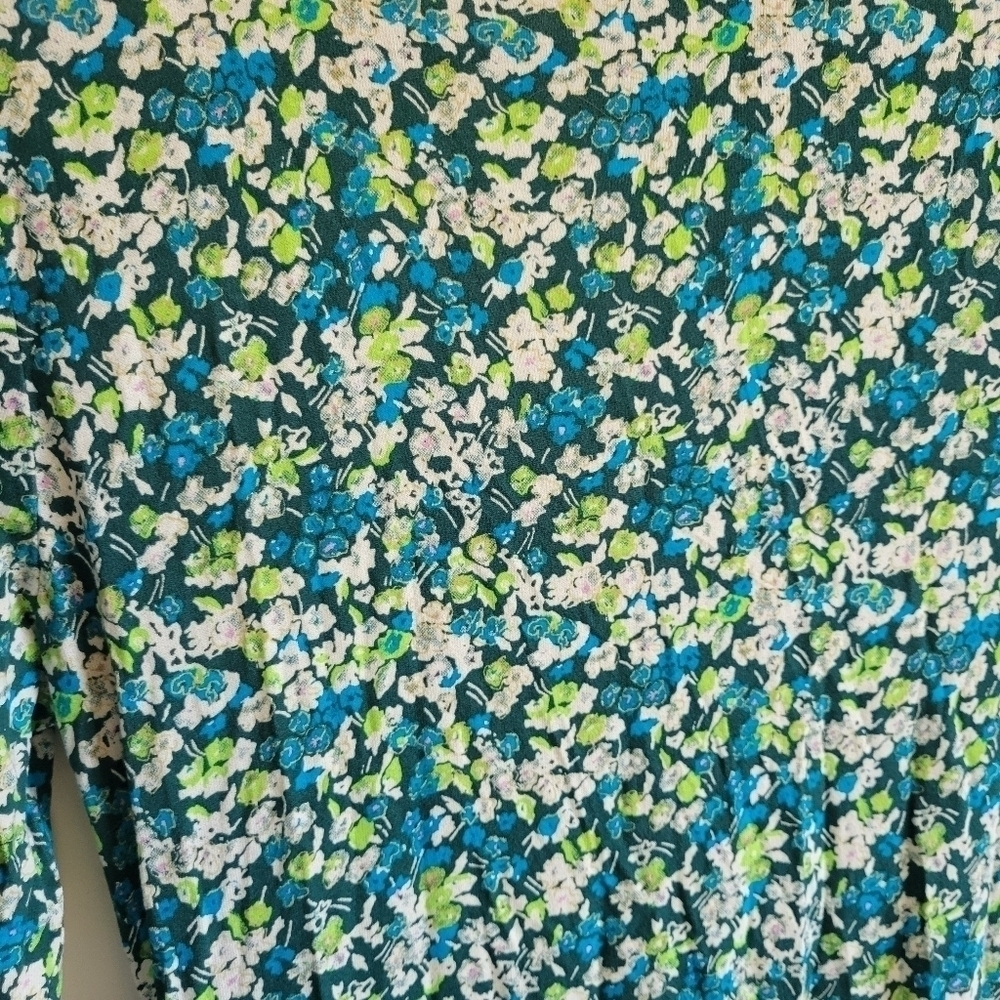 BP. Mini Dress Floral Blue Green Lightweight Long Sleeve Small S - Picture 3 of 9
